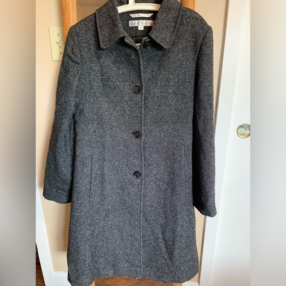 Larry Levine Womens Gray Tweed Wool Coat - Excellent Condition!